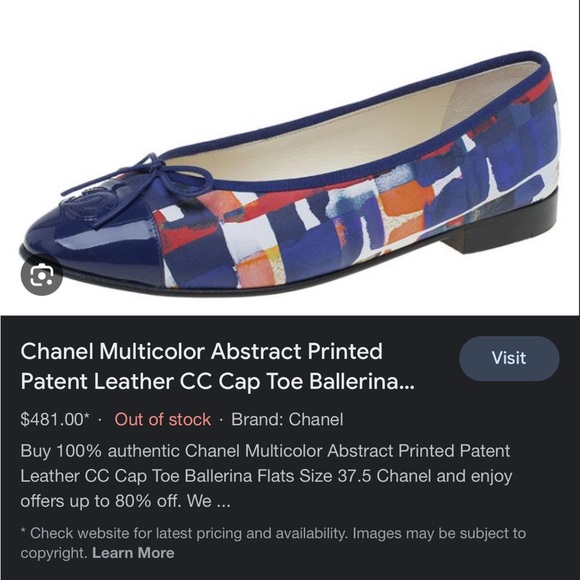 CHANEL Multicolor Abstract Printed Patent Leather CC Cap Toe Ballerina Flats - Picture 2 of 14